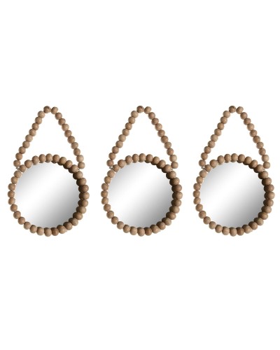 Set di 3 Specchi ESPRIT, Legno Naturale, Stile Scandinavo, 15 x 1 x 24 cm