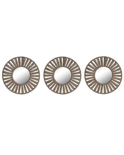 Mätyinen kuitulevy Home ESPRIT Luonnollinen Juutti Kristalli Trooppinen 20 x 1 x 20 cm (3 Kappaletta)