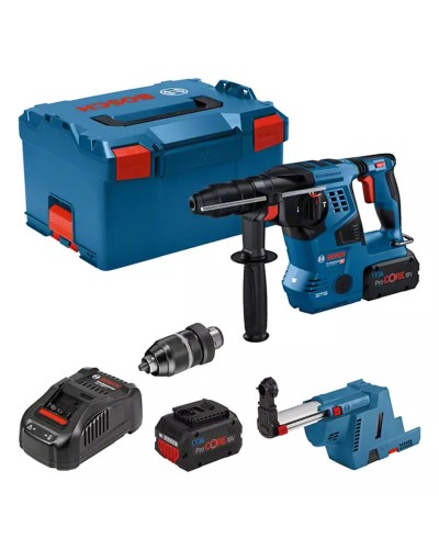 Bosch GBH18V-28CF Akku-Bohrhammer 2x8Ah mit SDS-Plus und GDE18V-16
