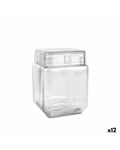 Square Glass Jar 1.2L 11x11x14.5cm | La Mediterránea | 12 Units
