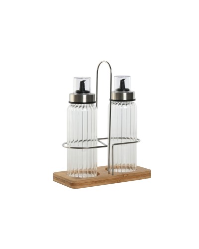 Olie en azijnset Home ESPRIT Transparant Natuurlijk Bamboe Kristal 18,5 x 9,3 x 24 cm