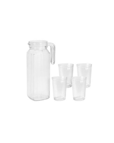 Excellent Houseware Pichet et Verres (5 Pièces) | Pichet de 1,1 L | Verres de 200 ml | Ensemble de Table

