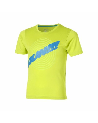 Asics Laufshirt für Kinder, Limettengrün - Kurzarm, Atmungsaktiv
