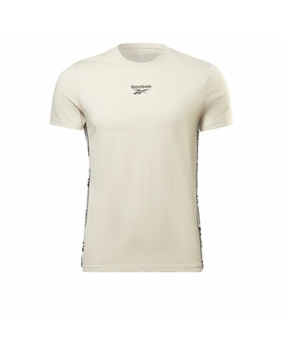 Reebok Men's Identity Tape T-Shirt Beige - Short Sleeve Sportswear
