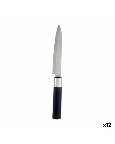 Couteau de Cuisine Noir Argenté Acier Inoxydable (3 x 23,5 x 2 cm) - Lot de 12
