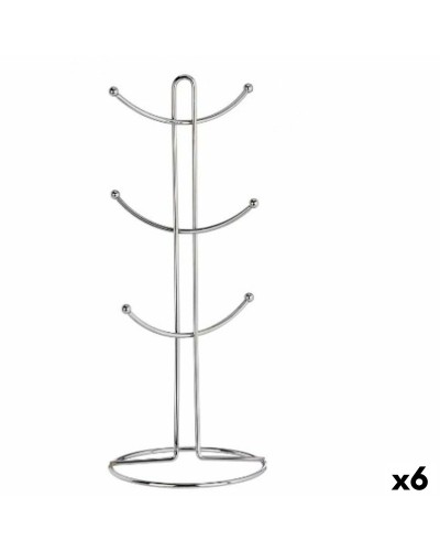 Porte-Tasses Argenté en Métal | 16 x 39 x 16 cm | Lot de 6
