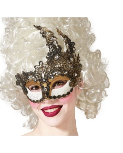 Venezianische Colombina Maske Silber Glitzer - Maskenball
