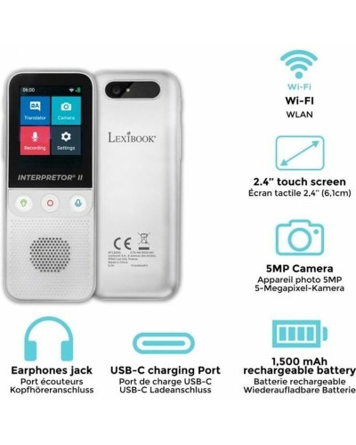 Lexibook Übersetzer 2: Sofort-Taschenübersetzer - 112 Sprachen
