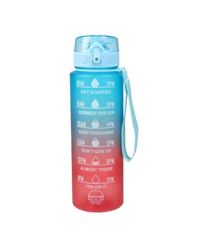 EDM Sportflasche 1L Blau Rot Farbverlauf - Ideal für Fitness & Outdoor
