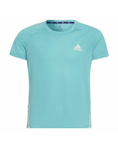 Barn T-shirt med kortärm Adidas Aeroready Three Stripes Aquamarine