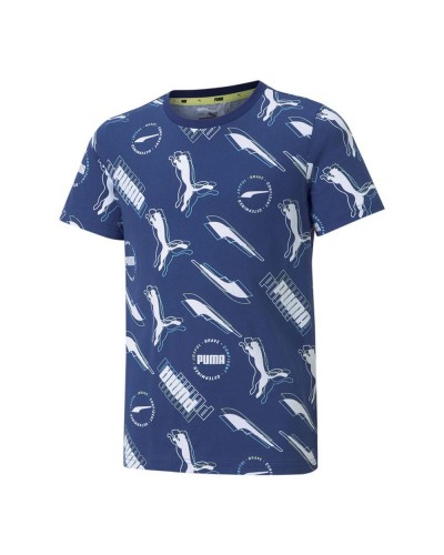 Puma Maglia Bambino AOP Blu Scuro - Maniche Corte Sportiva
