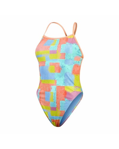 Speedo Maillot de Bain Femme Allover Digital V-Back Bleu Clair - Maillot de Bain Performance
