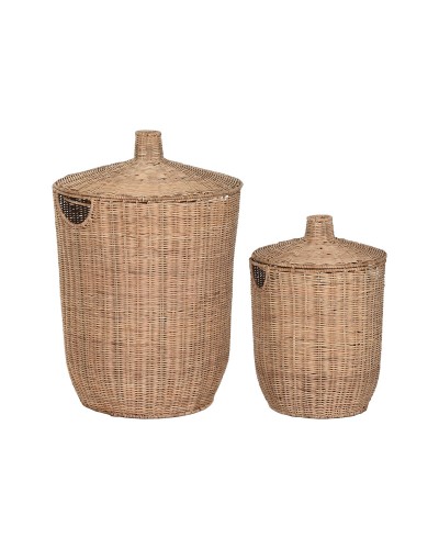 Dekorationslåda Home ESPRIT Naturell Metall Tropiskt (2 Delar)