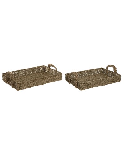 Snacksbricka Home ESPRIT Naturell Tropiskt (2 antal)