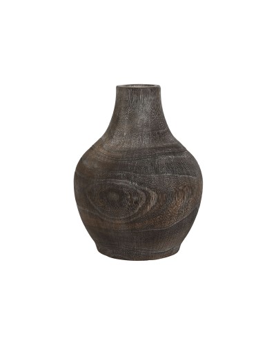 ESPRIT Vase Dunkelgrau aus Paulowniaholz, Antik-Finish, 16 x 16 x 24 cm
