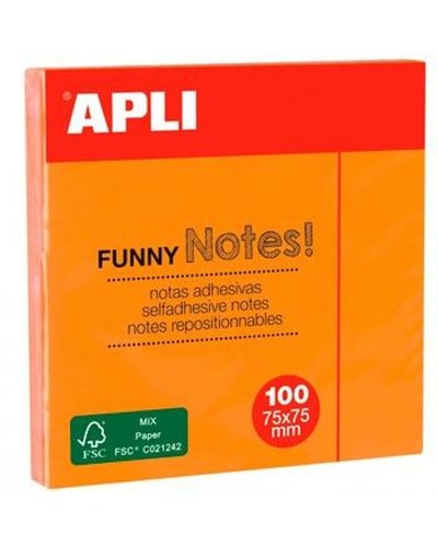 Apli Note Adesive Arancio 7,5x7,5 cm - Confezione 12 Blocchetti
