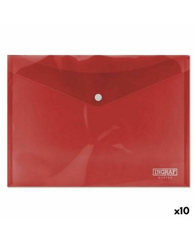Ingraf Portadocumenti A4 Rosso in Plastica con Spilla - 10 Pezzi
