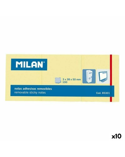 Milan - Notas Adhesivas 3 en 1 Amarillas - 38x50mm (10 uds) - Recordatorio
