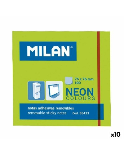 Milan Haftnotizen Grün 76x76 mm - Set mit 10 Blöcken
