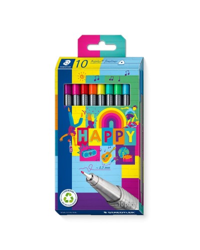 Set Viltstiften Staedtler Triplus Fineliner 334 10 Onderdelen Multicolour