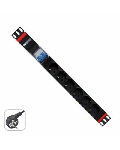 Multipresa Rack 19" 6 Schuko WP - Cavo 2m - Protezione Sovratensione
