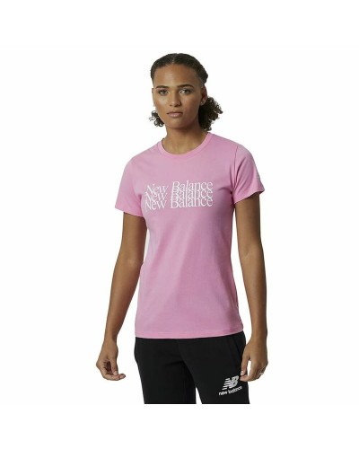 Dames-T-Shirt met Korte Mouwen New Balance Essentials Celebrate Roze