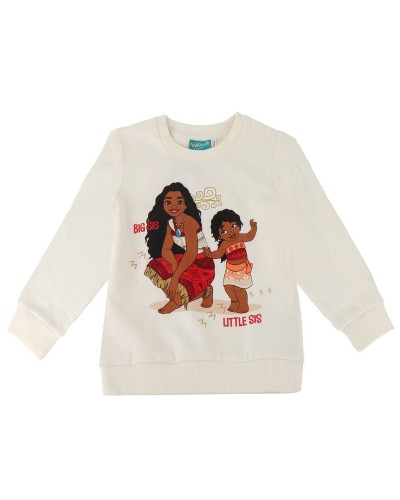 Hooded Sweatshirt for Girls Stitch Moana Beige