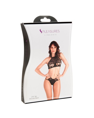 S Pleasures Set Lencería Negro Talla Única - Ropa Interior Sensual & Cómoda
