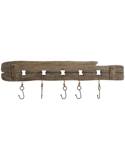 Wall mounted coat hanger Home ESPRIT Luonnollinen Metalli Paolownia wood 99 x 3 x 31 cm