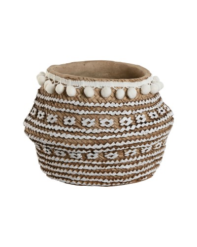 Grondlegger Home ESPRIT Wit Bruin Beige Lichtbruin Cement Tropisch 25 x 25 x 18 cm