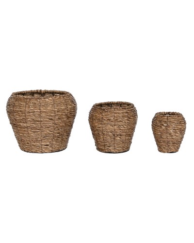 Ensemble de Pots de Fleurs ESPRIT, Marron, Métal et Fibre, 41 x 41 x 32 cm
