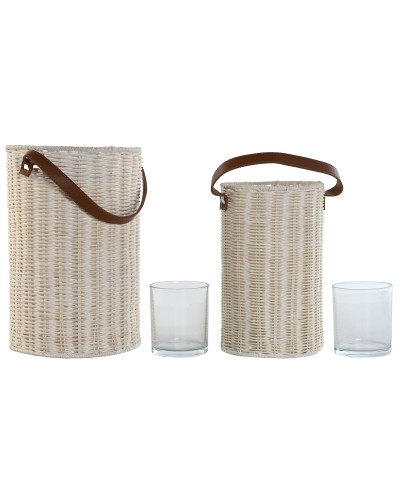 Kaarshouder Home ESPRIT Kristal 20 x 20 x 30 cm (2 Stuks)