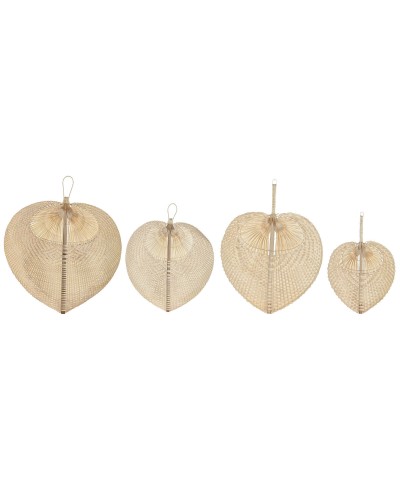 ESPRIT Tropical Fan Panels for Wall (4 Pieces) in Natural Light Brown
