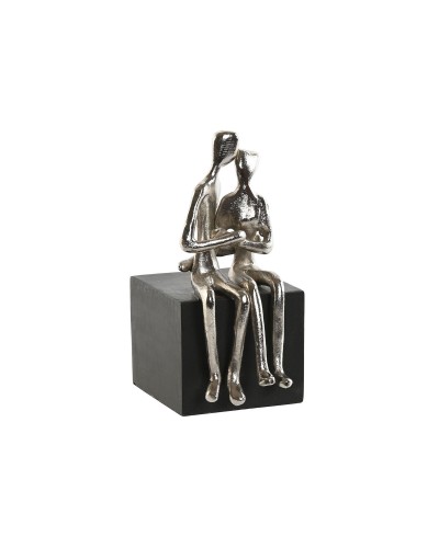 Prydnadsfigur Home ESPRIT Svart Silvrig Par 9 x 13 x 20 cm