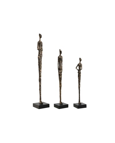 Statua Decorativa ESPRIT, Moderna in Ceramica, Nero e Grigio, Persone, 11,5x11,5x70 cm