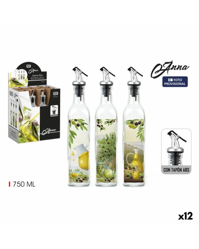 Huile d'olive en Verre Anna de 750 ml pour Cuisine et Restauration (Lot de 12)

