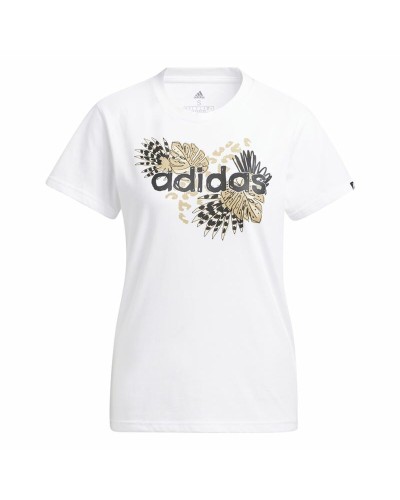 Adidas T-shirt Manches Longues Femme Imprimé Graphique Blanc - Sport & Loisirs
