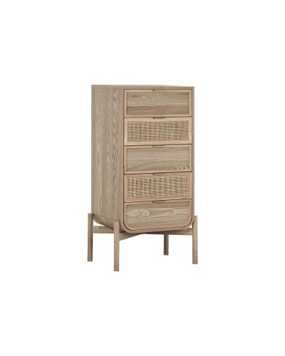 Cassettiera ESPRIT in Rattan e Abete Tropicale, 52x35x100 cm, Stile Naturale