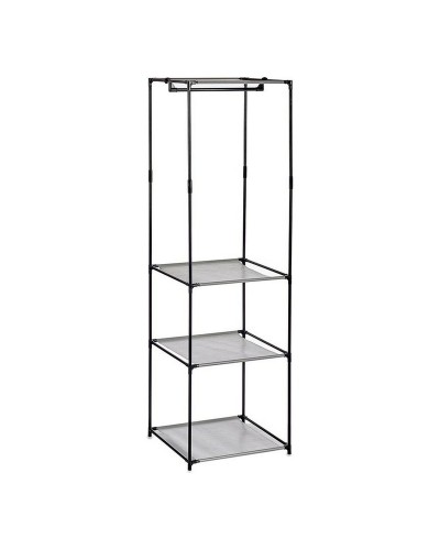 Schrank Kleiderschrank Schwarz Grau | 43,5 x 160 x 50 cm | Eisen und Kunststoff | Organisation Raum Zuhause
