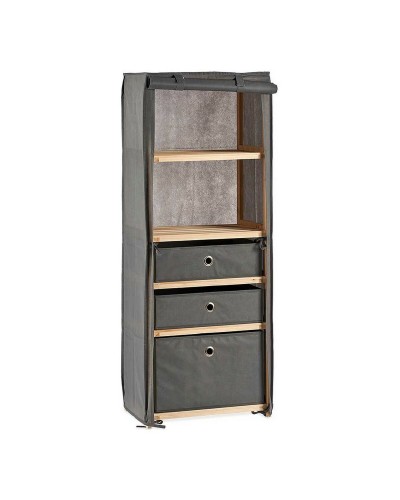 Estantería moderna gris de madera y tela (28 x 113 x 42 cm) para organizar casa y oficina.
