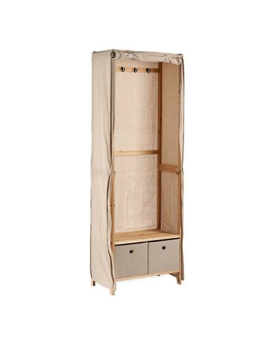 Perchero Beige de Madera y Tela Elegante para Recibidor o Dormitorio (31,5 x 58 x 168 cm)
