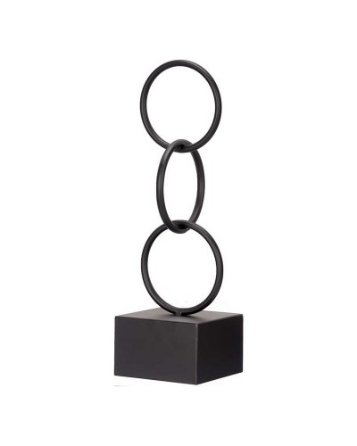 Statua Decorativa Anelli Moderni in Metallo Nero - 12,5 x 40,5 x 12,5 cm