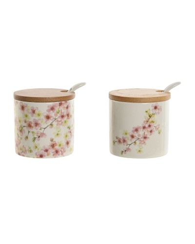 Portazucchero Esprit in Ceramica Bianco/Rosa/Lilla, 7,5 x 7,5 cm, 2 Unità