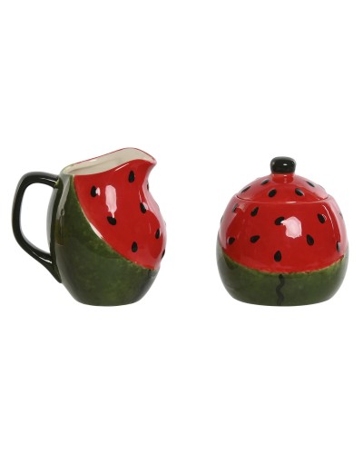 Milch-/Zuckerdose aus Steingut ESPRIT Rot/Grün, 11,5 x 9 x 11 cm für Milch und Zucker
