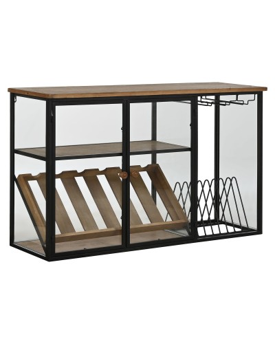 Porte-bouteilles ESPRIT en Bois et Cristal Noir Naturel (102 x 32 x 60 cm)
