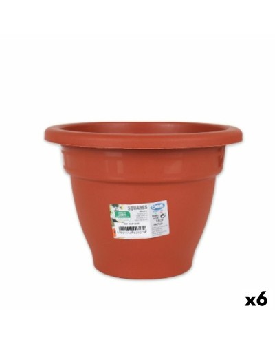 Bloempot Dem Squares Rond Bruin 18 x 13,3 cm (6 Stuks)