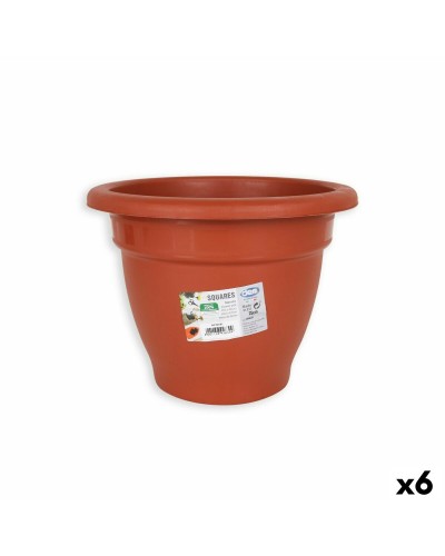 Vase Carré Rond Dem Squares Marron de 25 cm, Lot de 6
