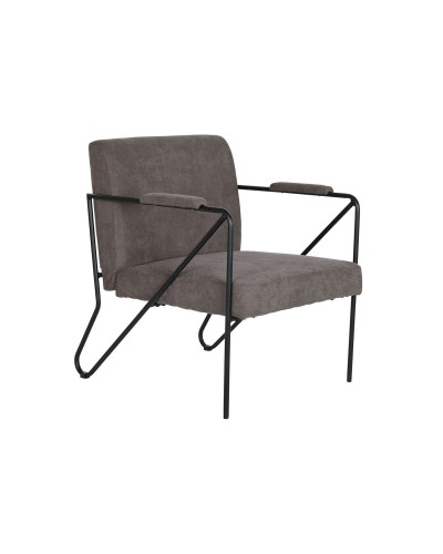 Fåtölj DKD Home Decor Grå Metall Polyester (64 x 69,5 x 76 cm)