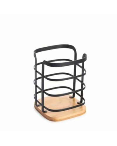 Bandeja Portacubiertos DKD Home Decor 12x12x14,5 cm, Negro Natural Acero
