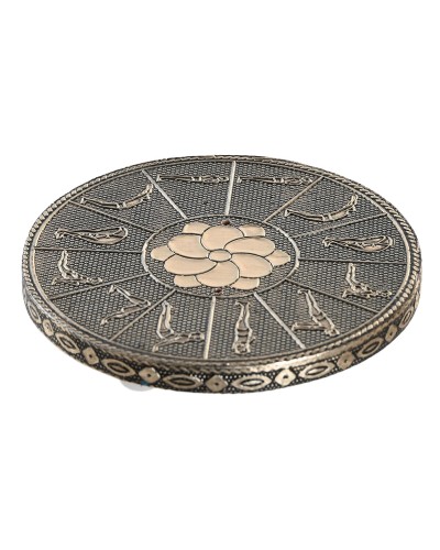 DKD Home Decor Incense Burner in Wood and Aluminum, 10x10x1cm, Indian Style
